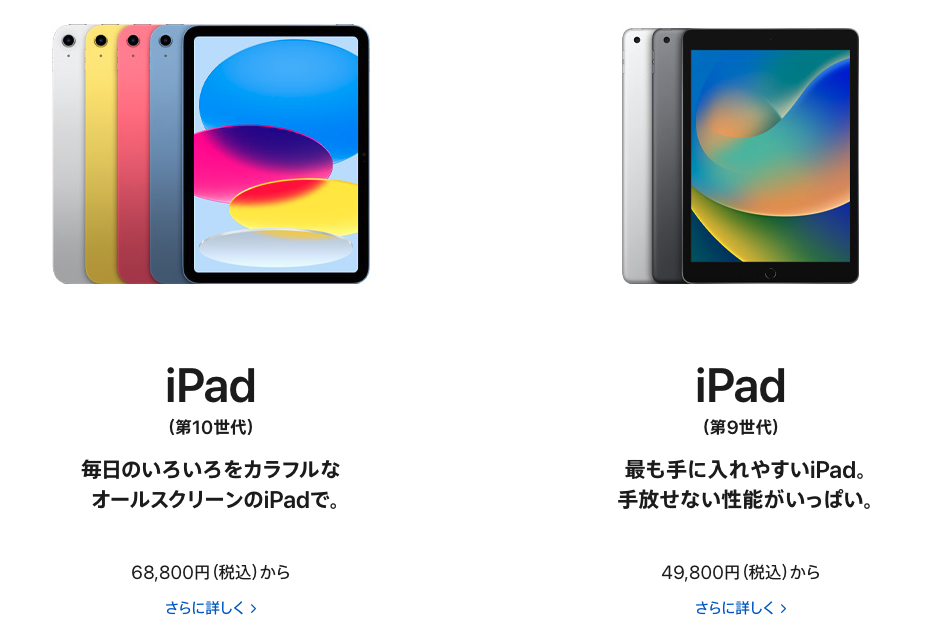 無印iPad（Apple公式サイトから引用）