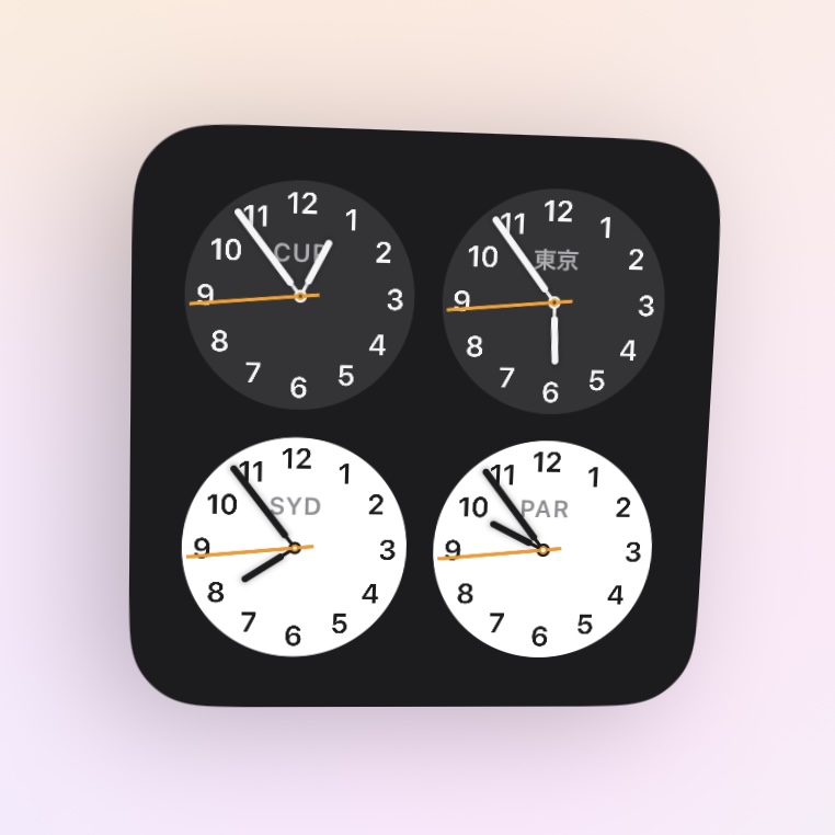 時計ウィジェット8（iPhone・4アイコン相当）